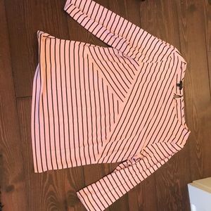 Talbots pink and Navy boat neck Tee XL